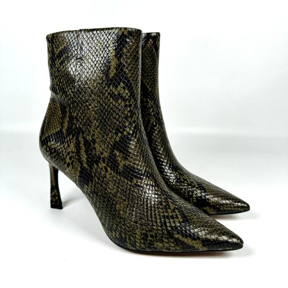 NEW in Box BCBGMAXAZRIA PIA Green Snakeskin Leather Booties Size 7.5M - Picture 2 of 11